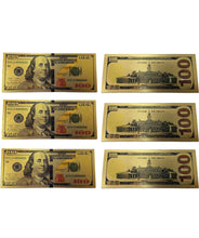 Load image into Gallery viewer, 24k Gold Hundred dollar bills/ Feng shui money /Ancestor money used to attract finances, prosperity and abundance. It symbolizes good fortune and wealth