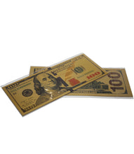 Load image into Gallery viewer, 24k Gold Hundred dollar bills/ Feng shui money /Ancestor money used to attract finances, prosperity and abundance. It symbolizes good fortune and wealth