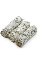 Load image into Gallery viewer, 3 Pack White Sage Smudge Sticks 4 inch USDA Organic & Grown in California