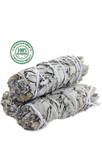 Load image into Gallery viewer, 3 Pack White Sage Smudge Sticks 4 inch USDA Organic & Grown in California