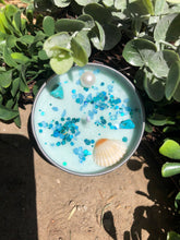 Load image into Gallery viewer, 4oz Tin Sea goddess 100% hand poured soy wax candle 🐚"Tranquility, peace, love, prosperity, brings calm"
