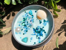 Load image into Gallery viewer, 4oz Tin Sea goddess 100% hand poured soy wax candle 🐚"Tranquility, peace, love, prosperity, brings calm"