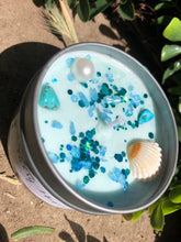 Load image into Gallery viewer, 4oz Tin Sea goddess 100% hand poured soy wax candle 🐚"Tranquility, peace, love, prosperity, brings calm"
