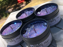 Load image into Gallery viewer, 4oz Tin “Luna” Hand poured soy wax candle | Helps bring calm and serenity into your space