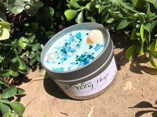 Load image into Gallery viewer, 4oz Tin Sea goddess 100% hand poured soy wax candle 🐚"Tranquility, peace, love, prosperity, brings calm"