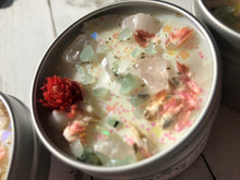 Load image into Gallery viewer, 4oz Tin "Manifestation Candle" ✨ 100% Hand poured soy wax intention candle "Invokes sweet loving energy transmutes negative energy into loving energy”