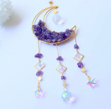 Load image into Gallery viewer, Amethyst moon crystal sun catcher
