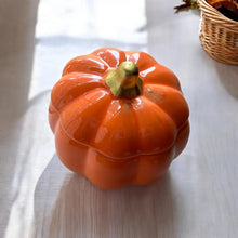 Load image into Gallery viewer, Pumpkin spice scented candle includes ceramic pumpkin keep sake
