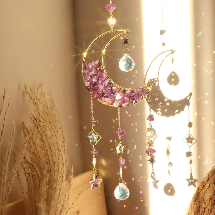 Amethyst moon crystal sun catcher