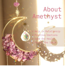 Load image into Gallery viewer, Amethyst moon crystal sun catcher
