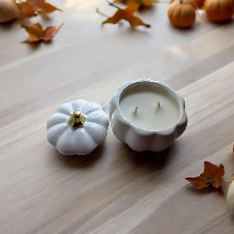 Vanilla Pumpkin candle includes ceramic pumpkin keep sake